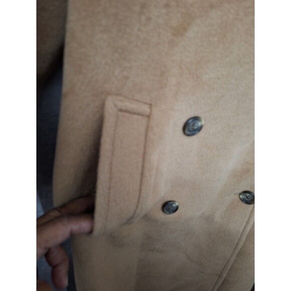 American Living Wool Angora Peacoat Womens Medium Tan Double Breasted Belted - Picture 14 of 16